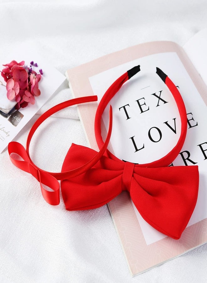 Fancheer 2 Pcs Big Red Bow Headband for Woman Halloween Costume Headwear Christmas Party Cosplay Hair Accessories - Image 5